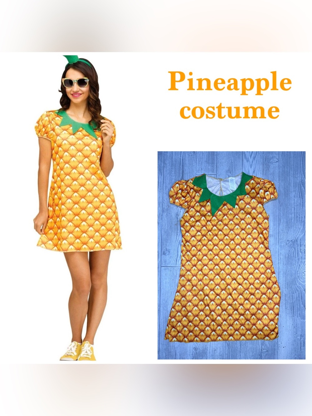 Pineapple Halloween costume dress up cosplay dress 2-8 stretchy short sleeve